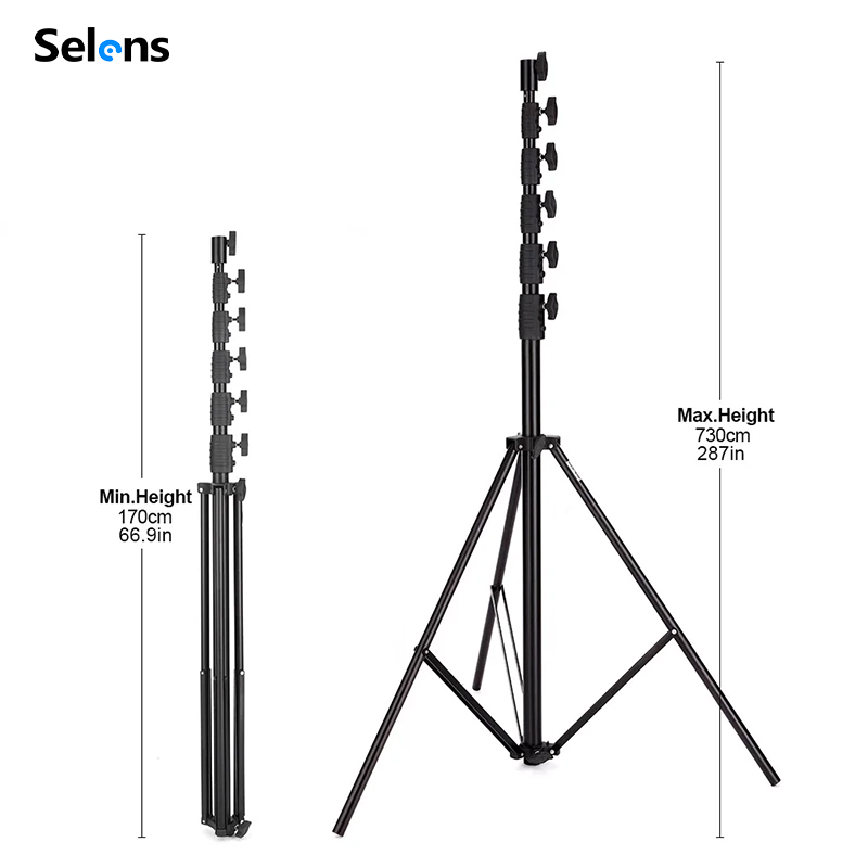 Photography Video Lighting Kit With Adjustable Tripod Stand - Selens 7.3m Air Cushion Light Stand