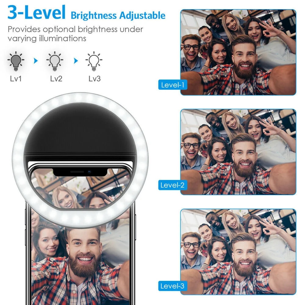 USB Rechargeable LED Selfie Ri - Photography Lighting Background 评论和价格