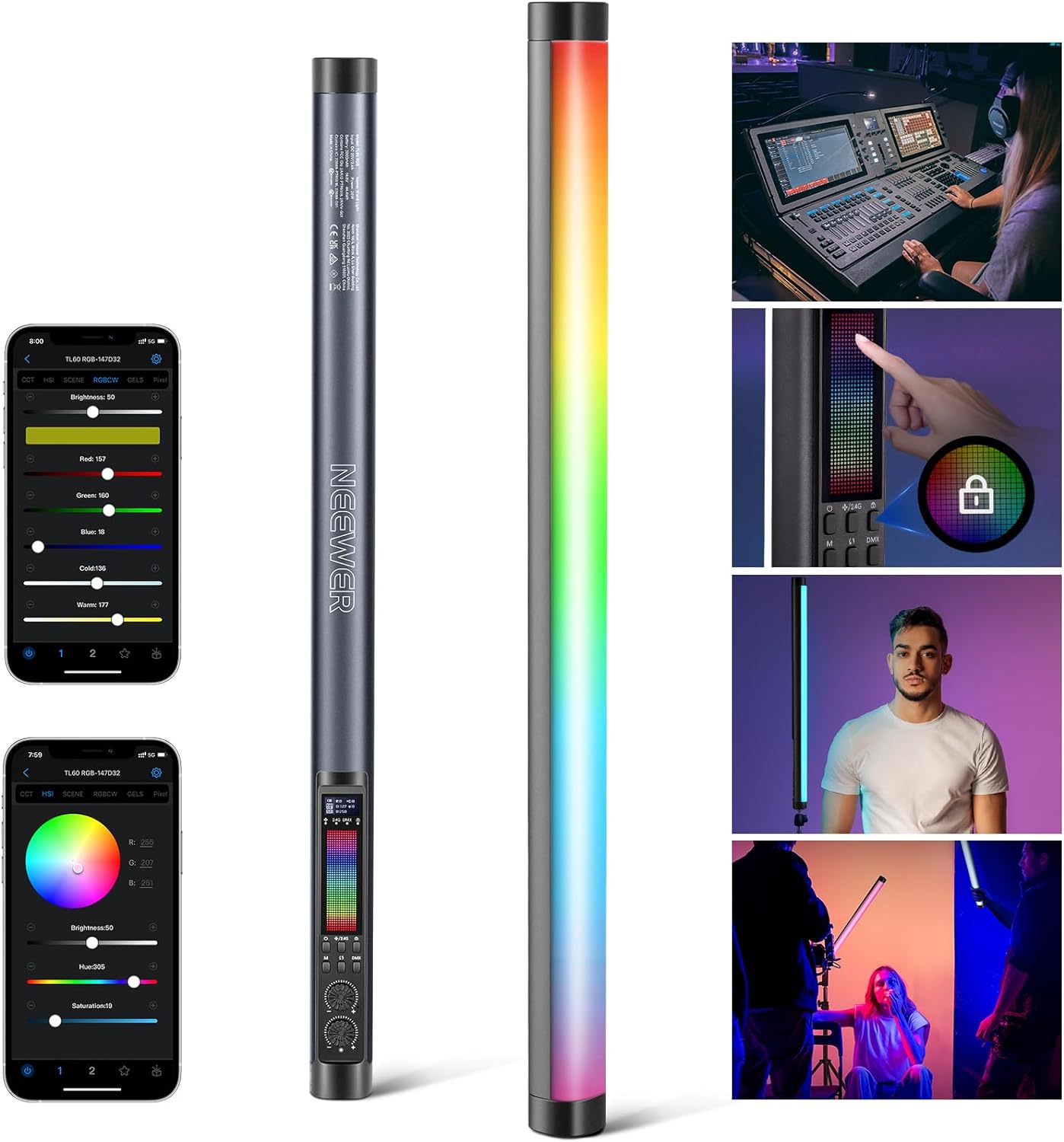 NEEWER TL60 RGB Tube Light, Fu - Photography Lighting App 评论和价格