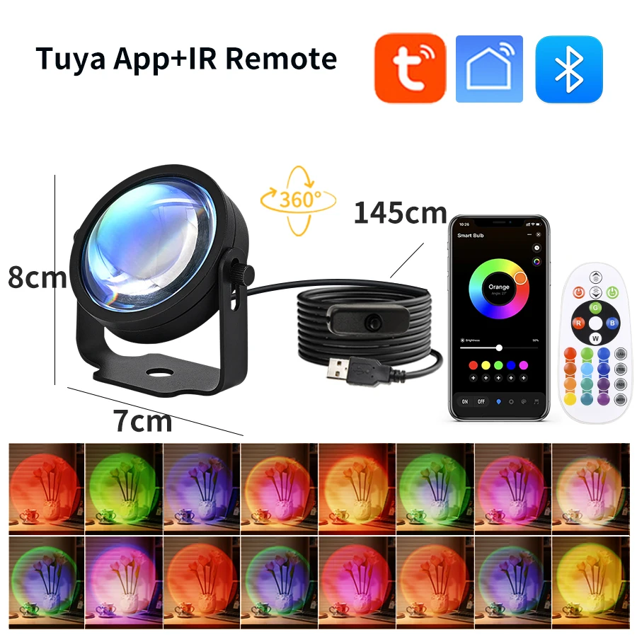 Smart Sunset Lamp Tuya USB Sun - Photography Lighting App 评论和价格